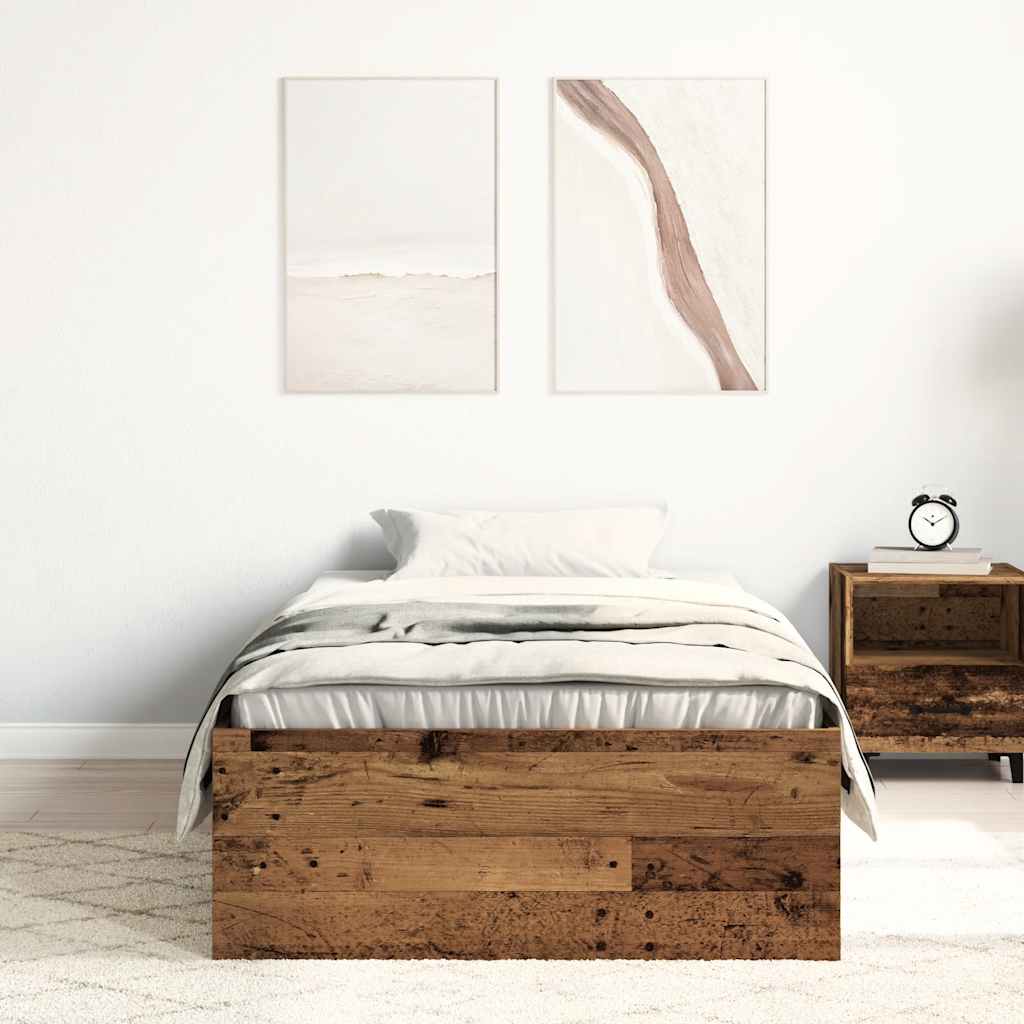 Estrutura de cama sem colchão, madeira engenheirada, 75x190 cm