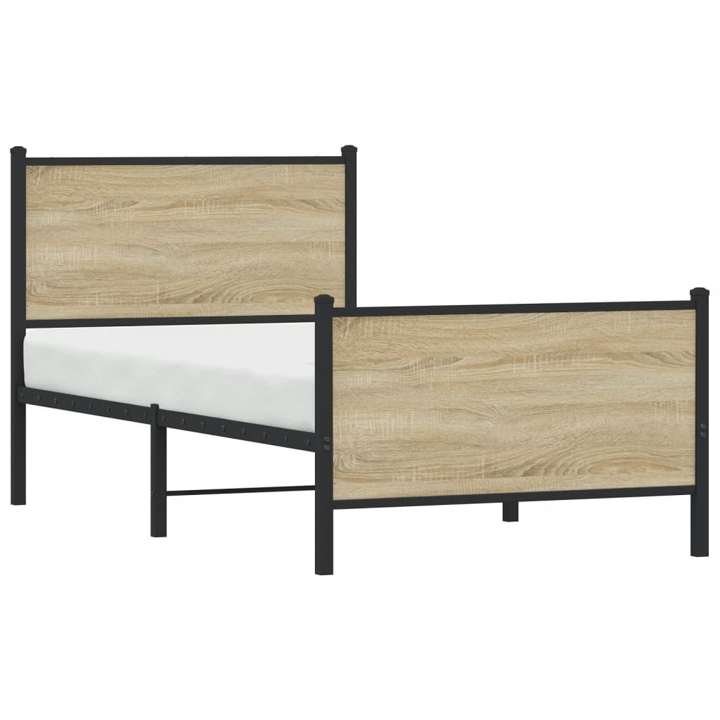 Estrutura de cama sem colchão 75x190 cm metal carvalho sonoma