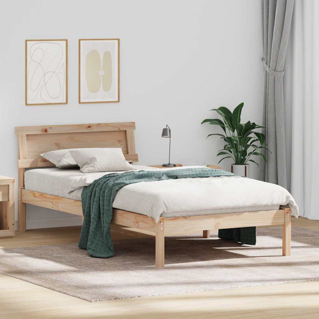 Estrutura da cama com cabeceira castanho 90 x 200 cm