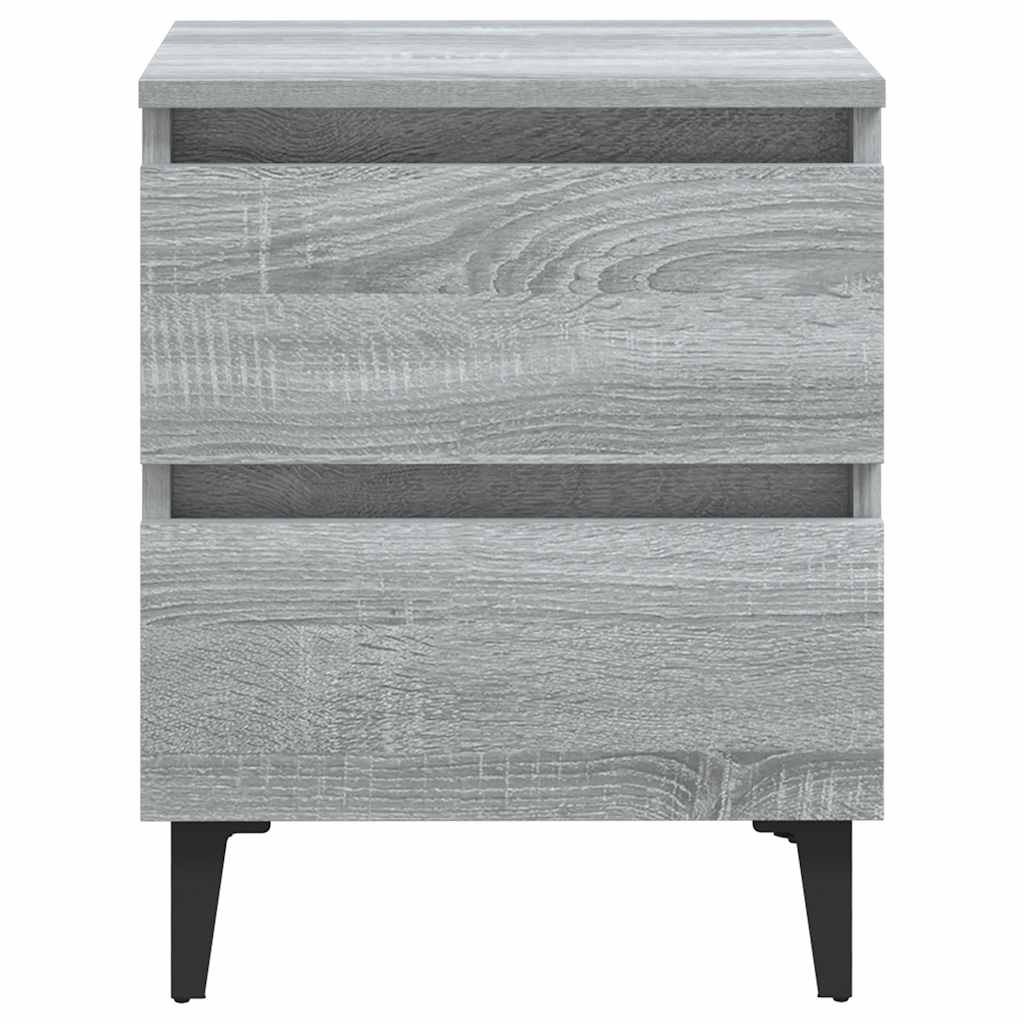 Mesas cabeceira c/ pernas em metal 2pcs 40x35x50cm sonoma cinza