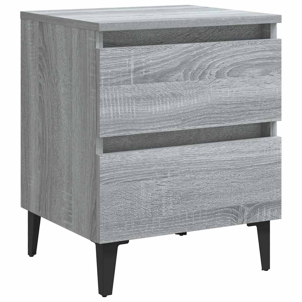 Mesas cabeceira c/ pernas em metal 2pcs 40x35x50cm sonoma cinza