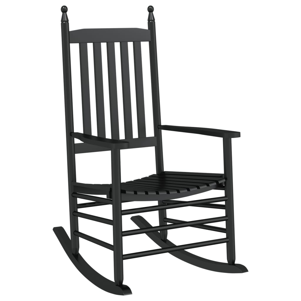 Cadeira de baloiço com mesa dobrável álamo maciço preto