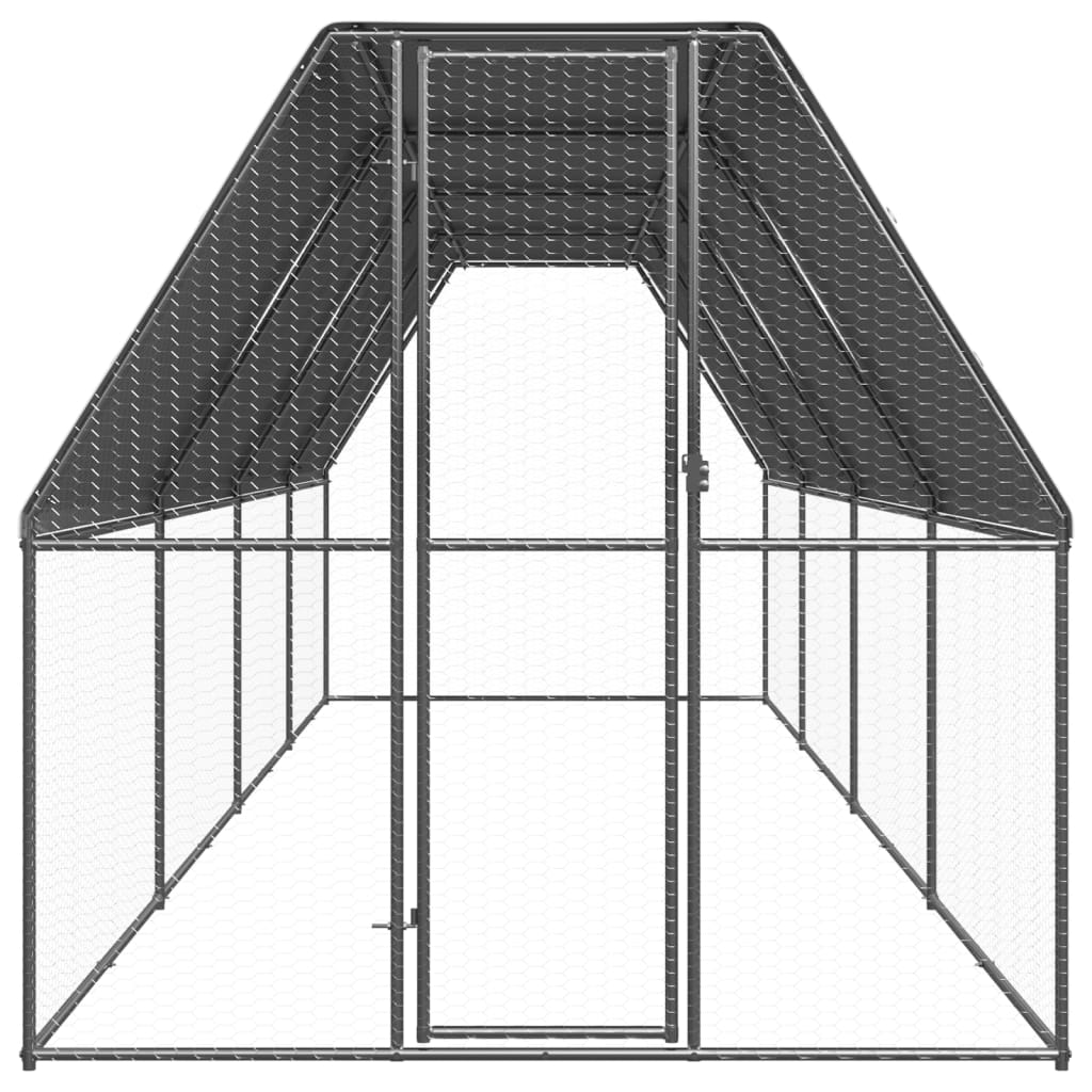 Galinheiro de exterior 2x8x2 m aço galvanizado