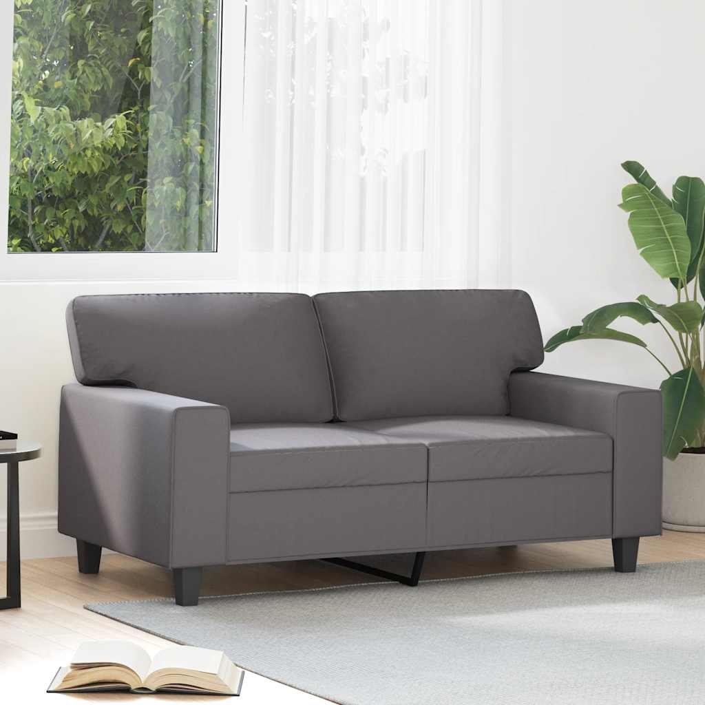 Sofá de 2 lugares 120 cm couro artificial cinza