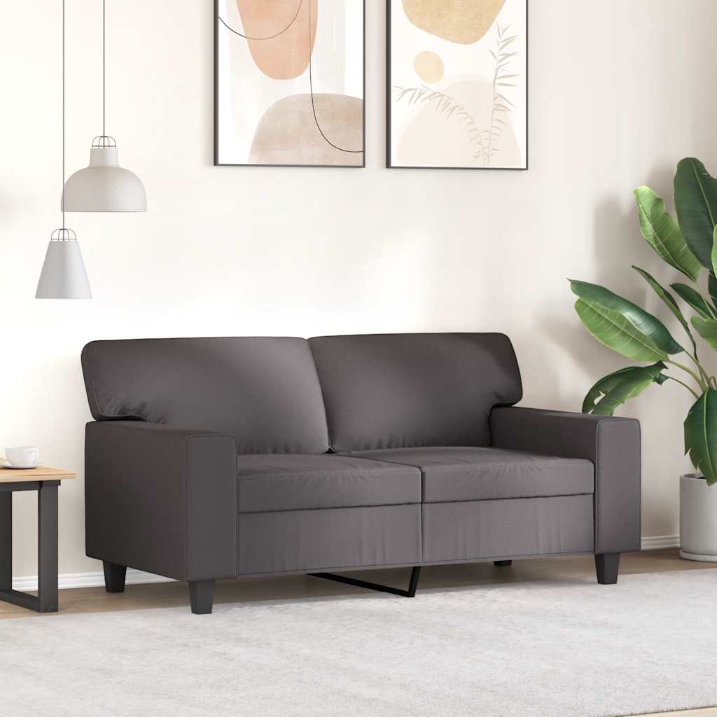 Sofá de 2 lugares 120 cm couro artificial cinza