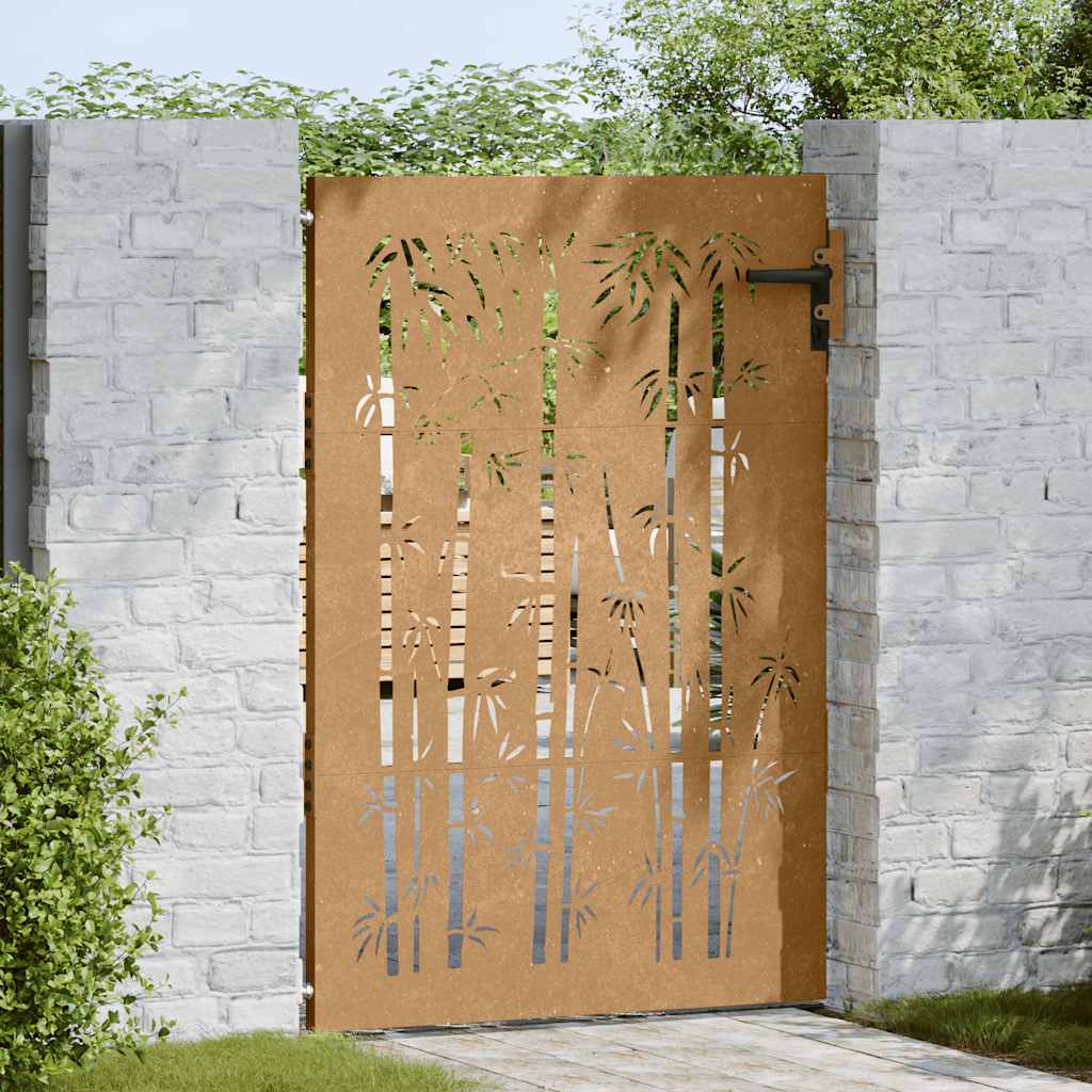 Portão de jardim 85x150 cm aço corten design bambu