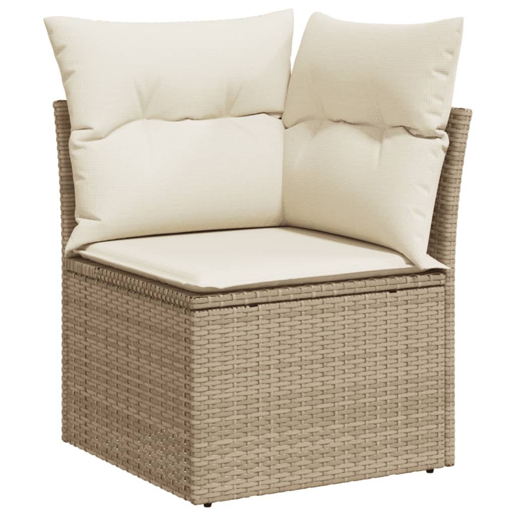 8 Pcs conjunto de sofás p/ jardim com almofadões vime PE bege