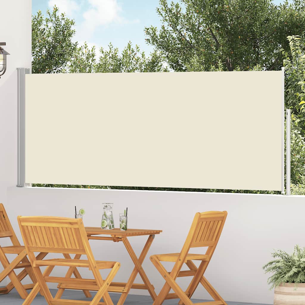 Toldo lateral retrátil para pátio 120x500 cm creme