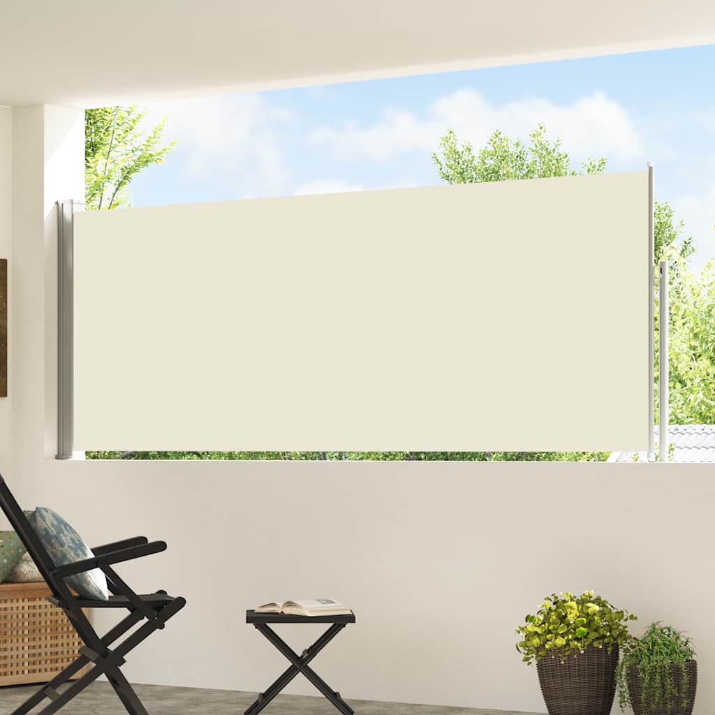 Toldo lateral retrátil para pátio 120x500 cm creme