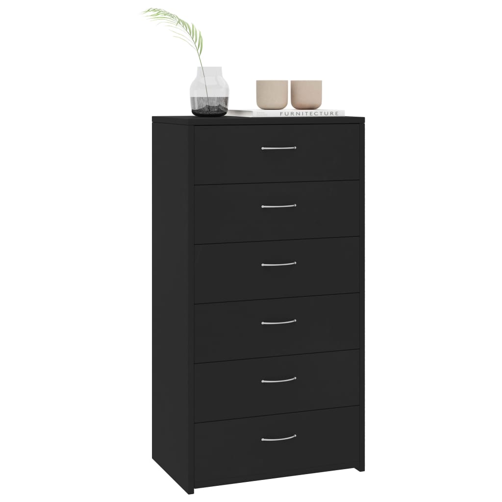 Aparador com 6 gavetas 50x34x96 cm contraplacado preto