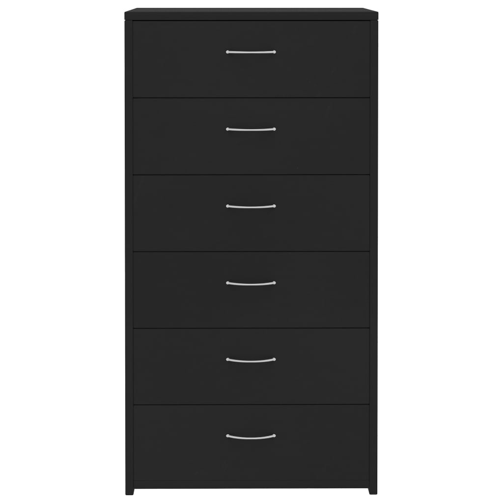 Aparador com 6 gavetas 50x34x96 cm contraplacado preto