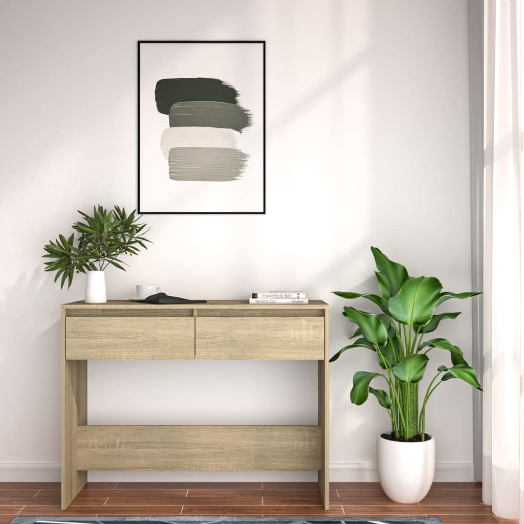 Mesa consola 100x35x76,5 cm derivados madeira carvalho sonoma