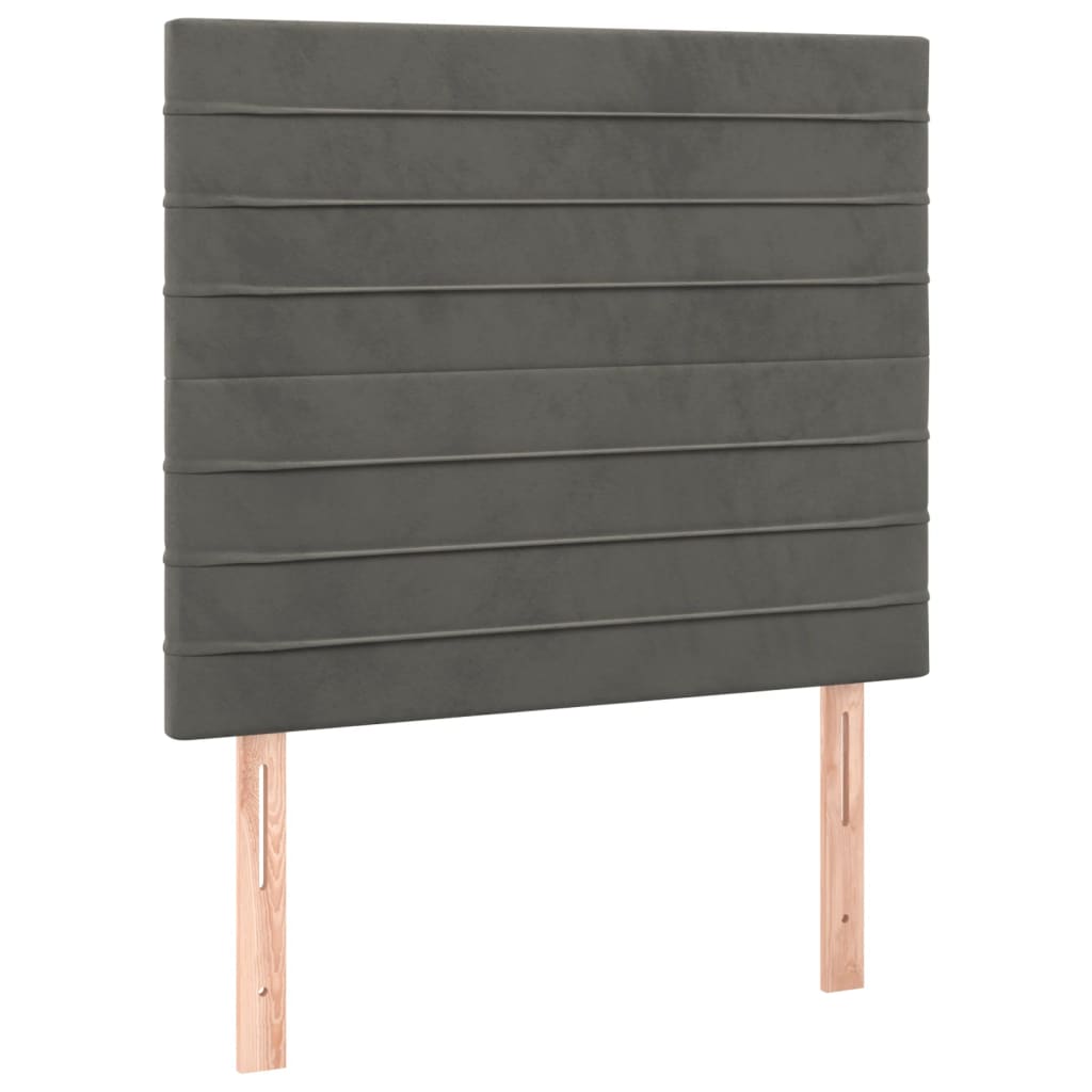 Cabeceira de cama c/ LED veludo 100x5x118/128 cm cinza-escuro