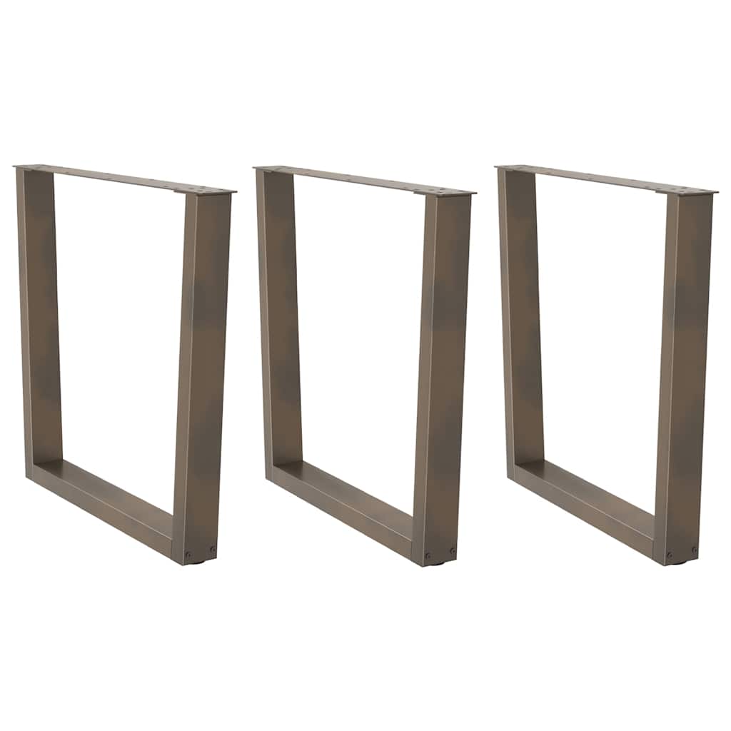 Pés para mesa de jantar em formato de v, 3 peças, aço natural, 90x(72-73,3) cm, aço