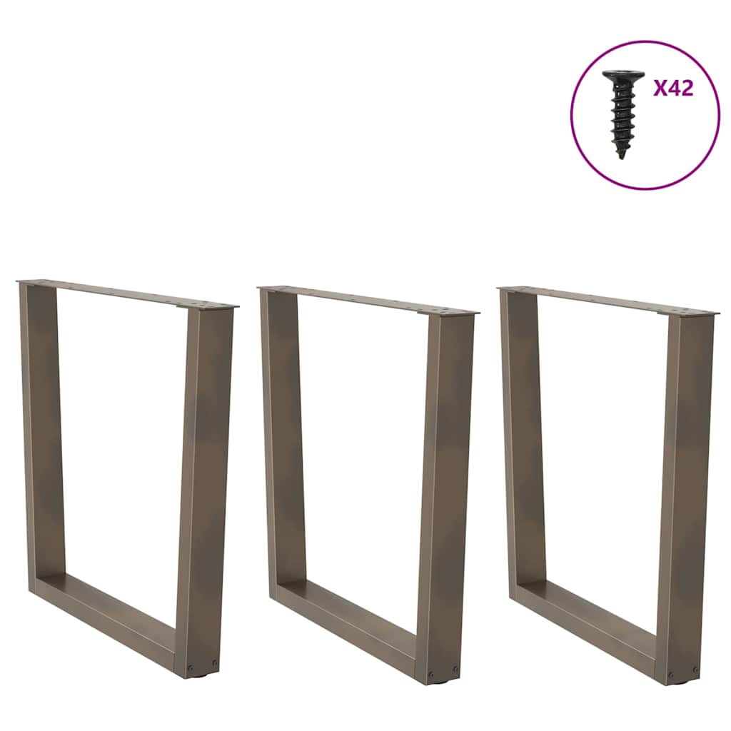 Pés para mesa de jantar em formato de v, 3 peças, aço natural, 90x(72-73,3) cm, aço