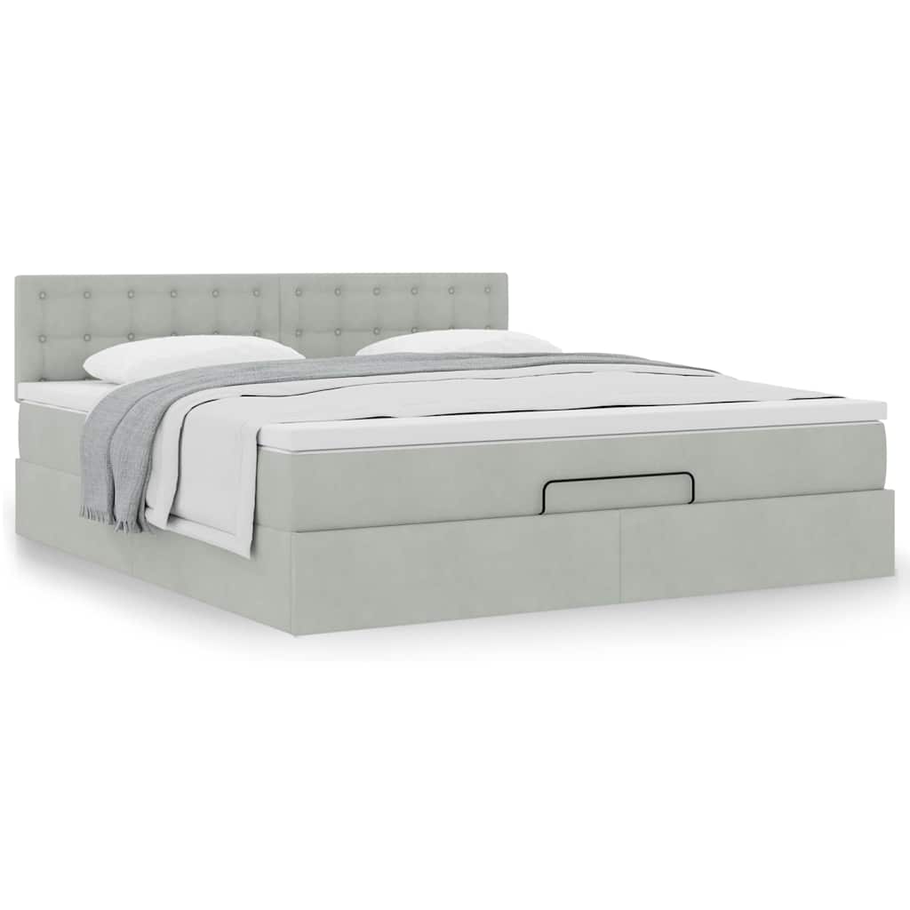 Estrutura de cama otomana com colchão 180x200 cm cinzento claro