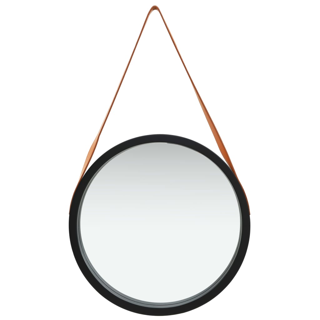 Espelho de parede com alça 50 cm preto