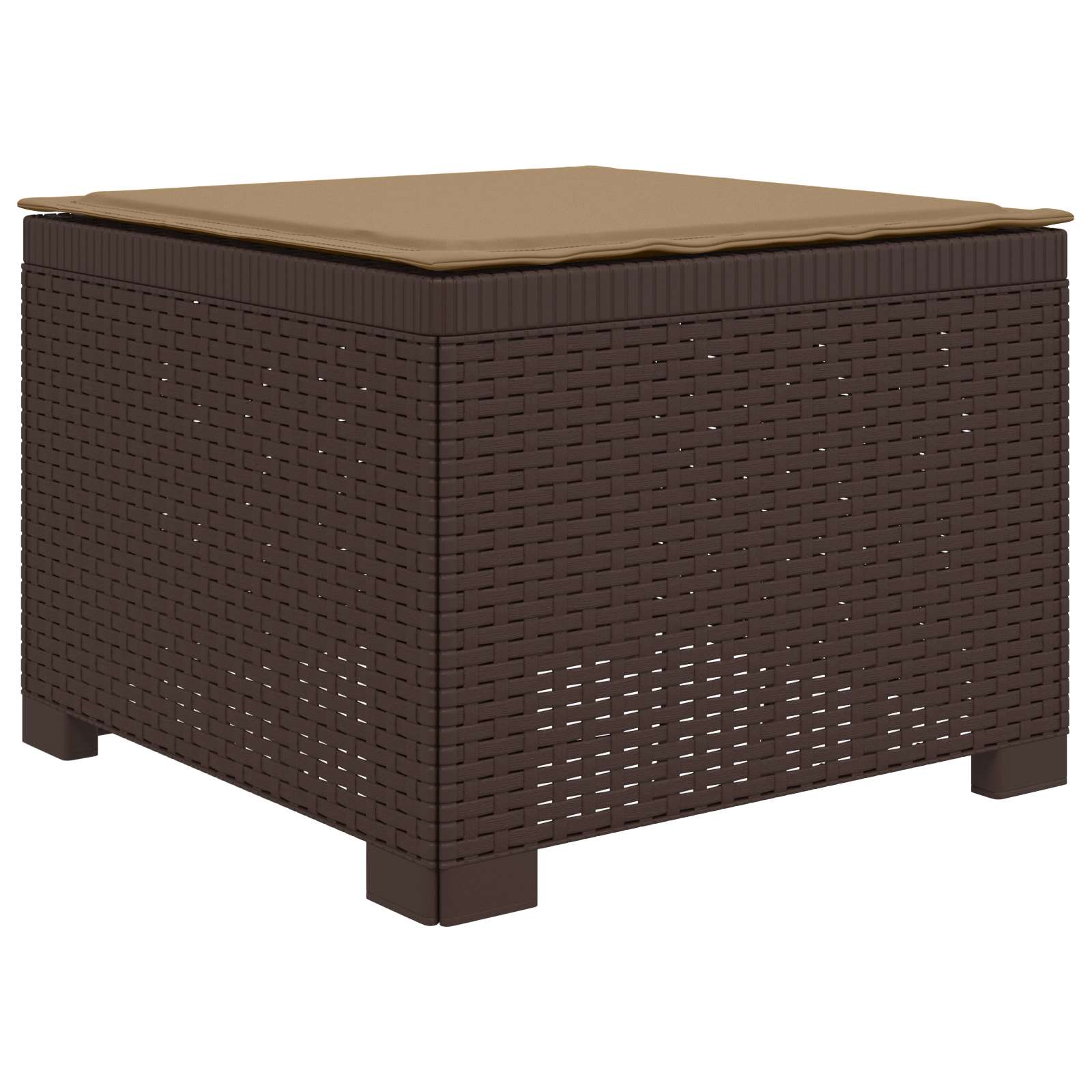 Sofá de jardim 1 lugar com almofada look rattan PP castanho