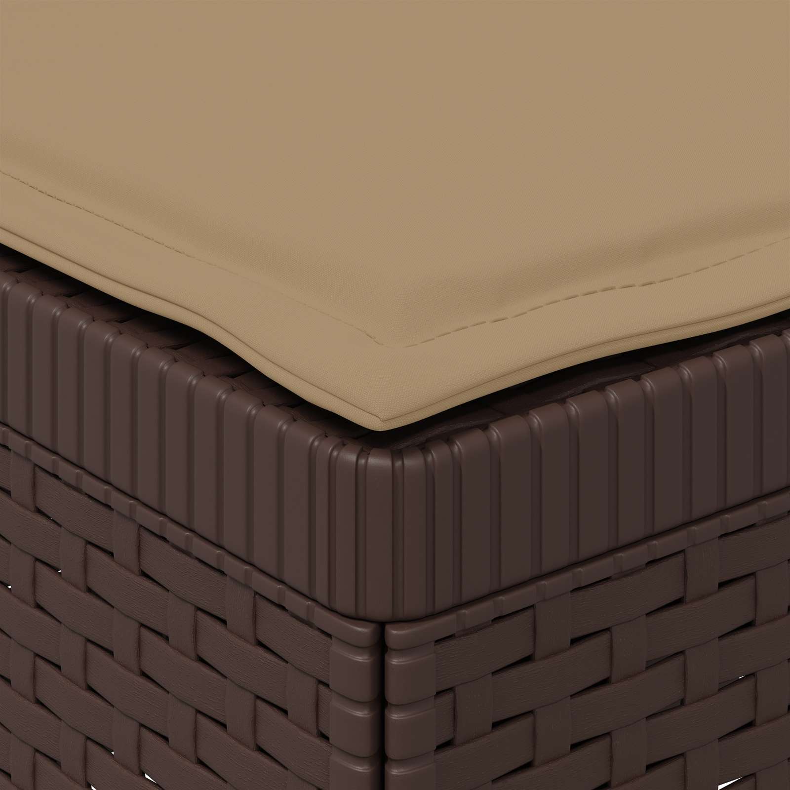 Sofá de jardim 1 lugar com almofada look rattan PP castanho
