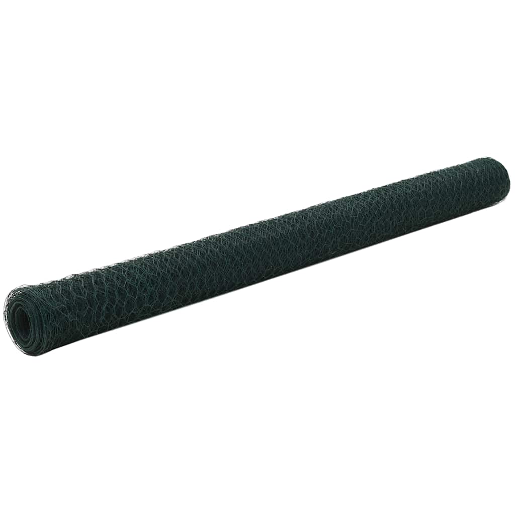 Cerca arame galinheiro 25x1,5 m aço c/ revestimento PVC verde