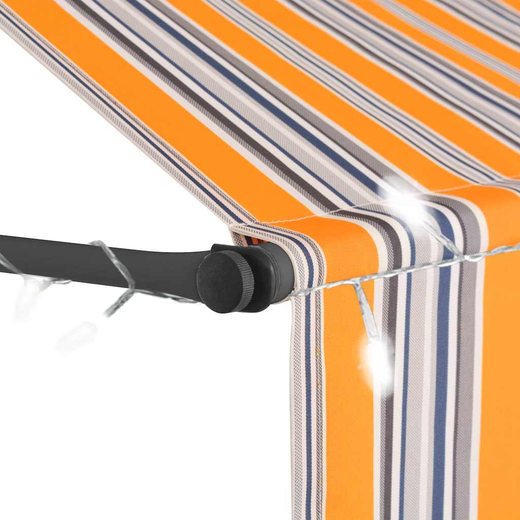 Toldo retrátil manual com LED 350 cm amarelo e azul
