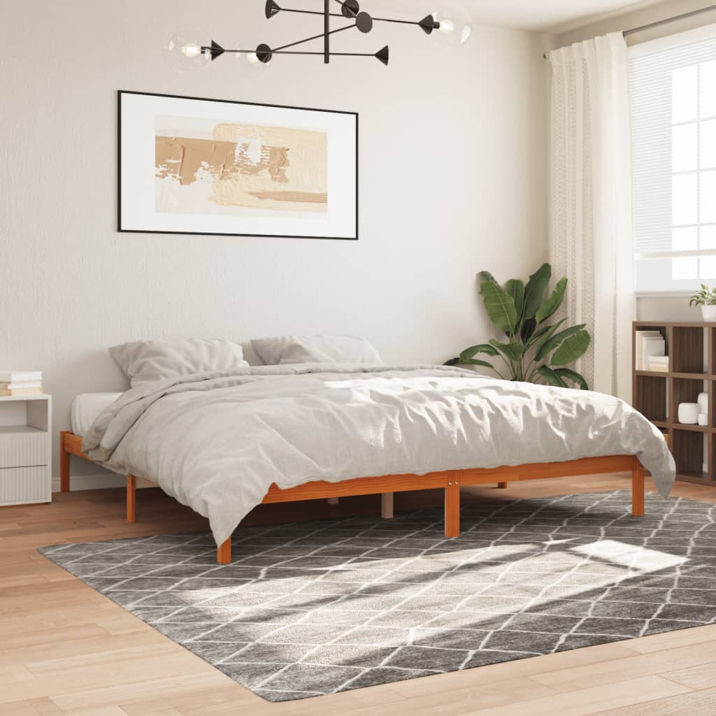 Cama sem colchão 200x200 cm pinho maciço castanho-mel
