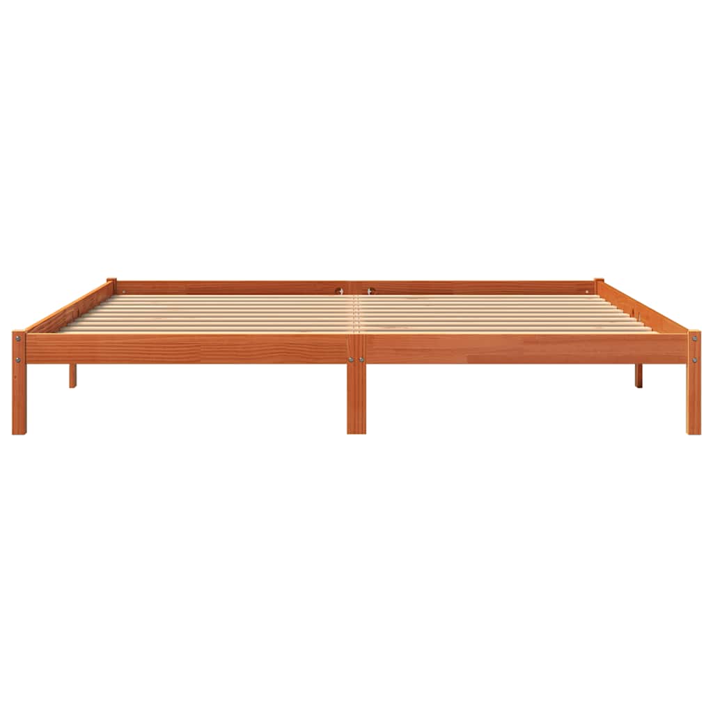 Cama sem colchão 200x200 cm pinho maciço castanho-mel