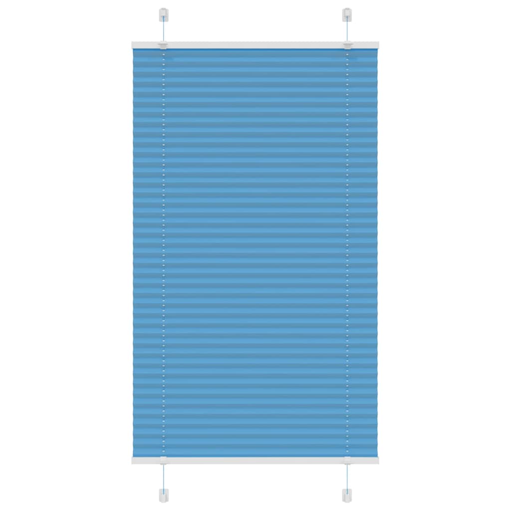 Azul plissada cega 75x100 cm largura tecido 74,4 cm poliéster