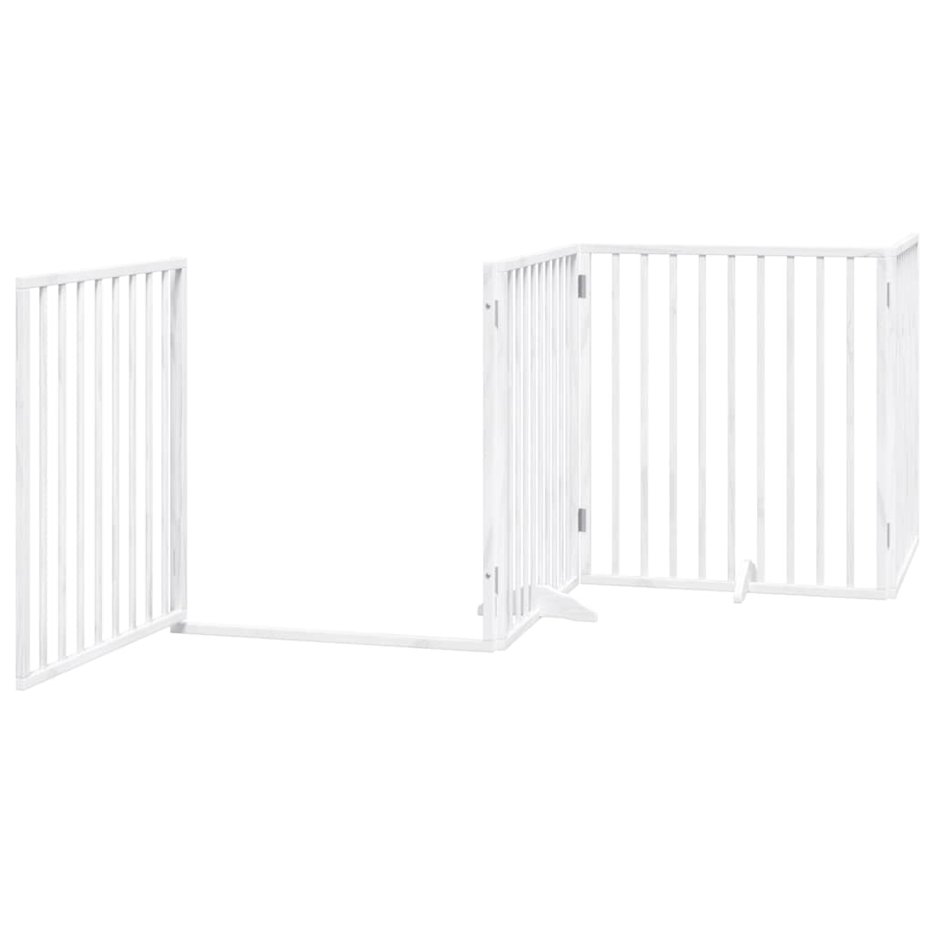 Portão p/ cães com porta dobrável 6 painéis 480 cm álamo branco