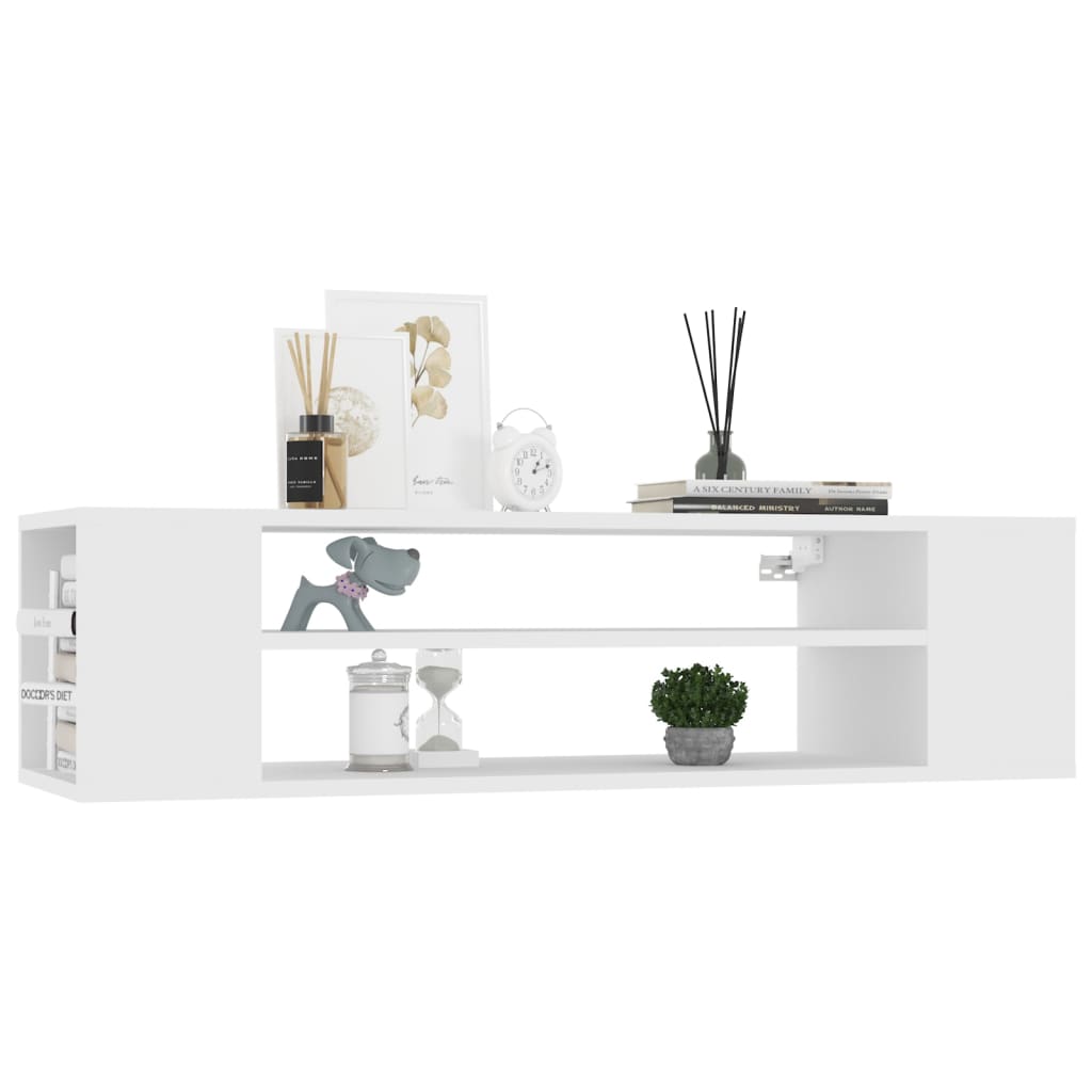 Armário TV suspenso 100x30x26,5 cm derivados de madeira branco
