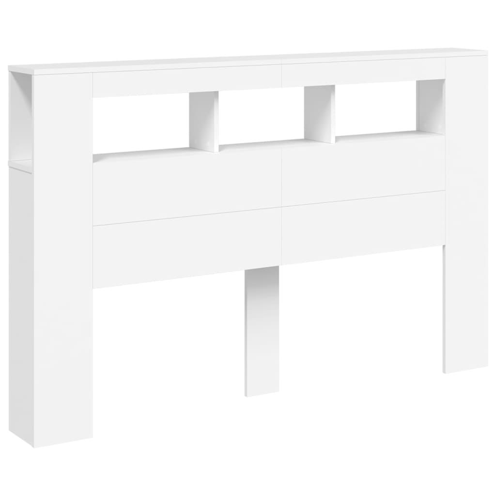 Cabeceira cama c/ leds 160x18,5x103,5 cm deriv. madeira branco