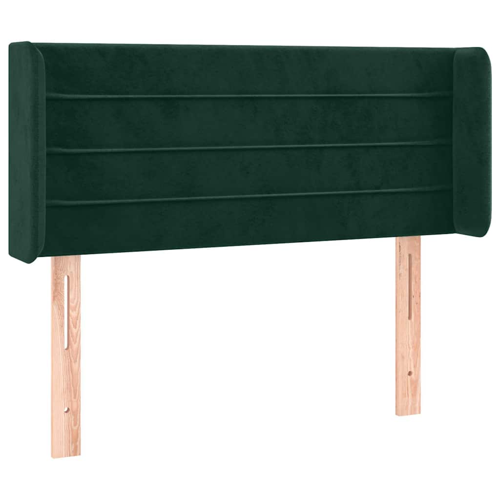 Cabeceira cama c/ luzes LED veludo 83x16x78/88 cm verde-escuro