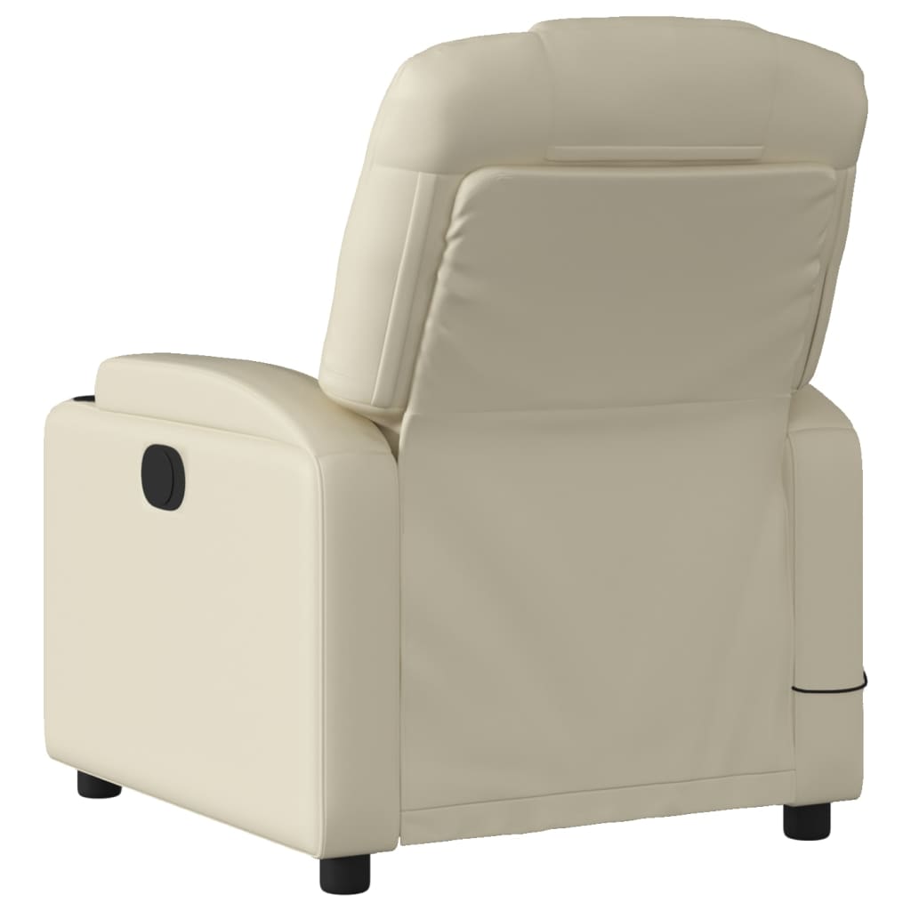 Poltrona de massagem reclinável em couro sintético creme