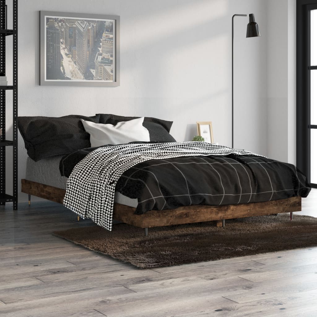 Estrutura cama s/ colchão derivados de madeira carvalho fumado