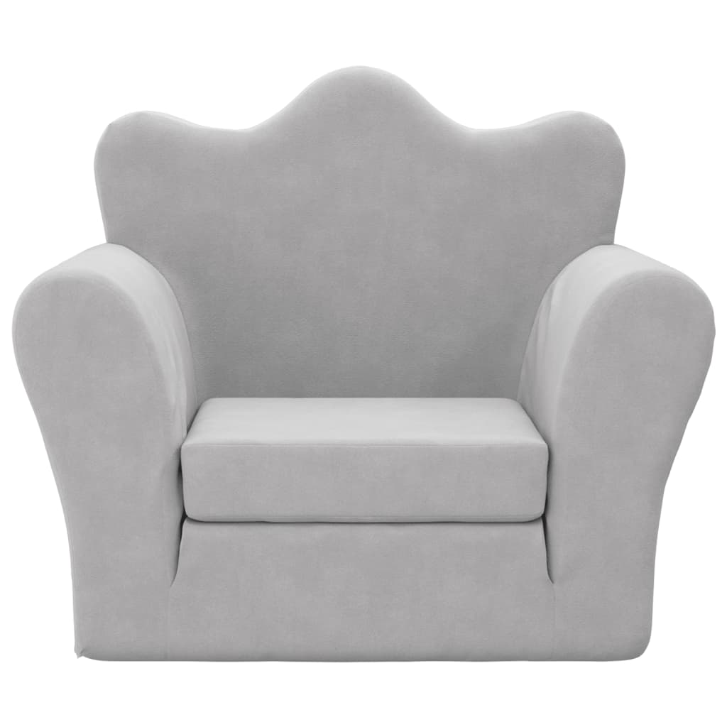 Sofá-cama infantil pelúcia macia cinzento-claro