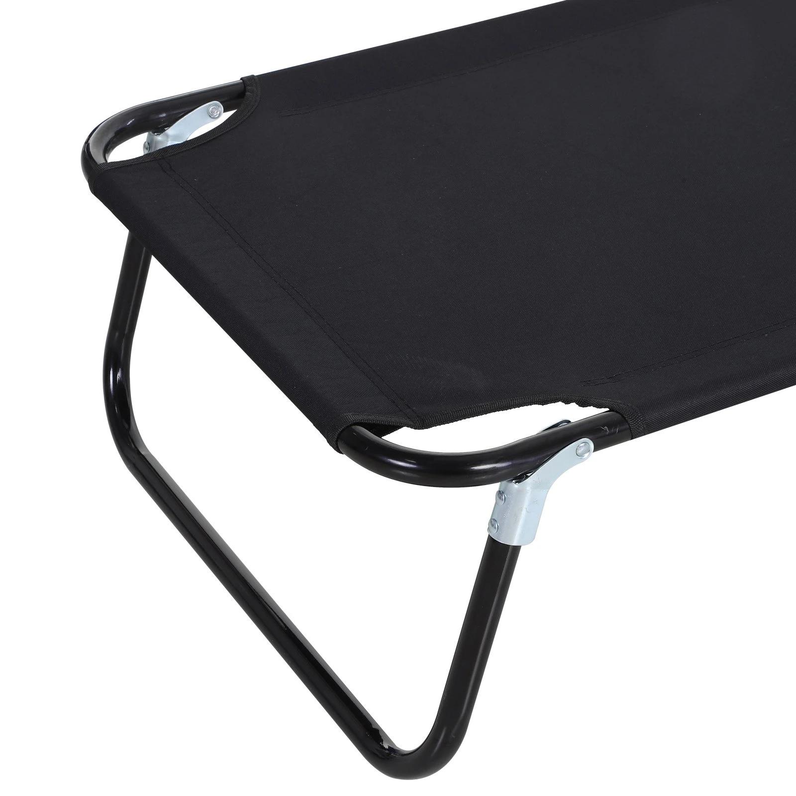 Espreguiçadeira dobrável reclinável com ângulo ajustável de 3 posições para exterior carga 120 kg 190x56x28 cm preto