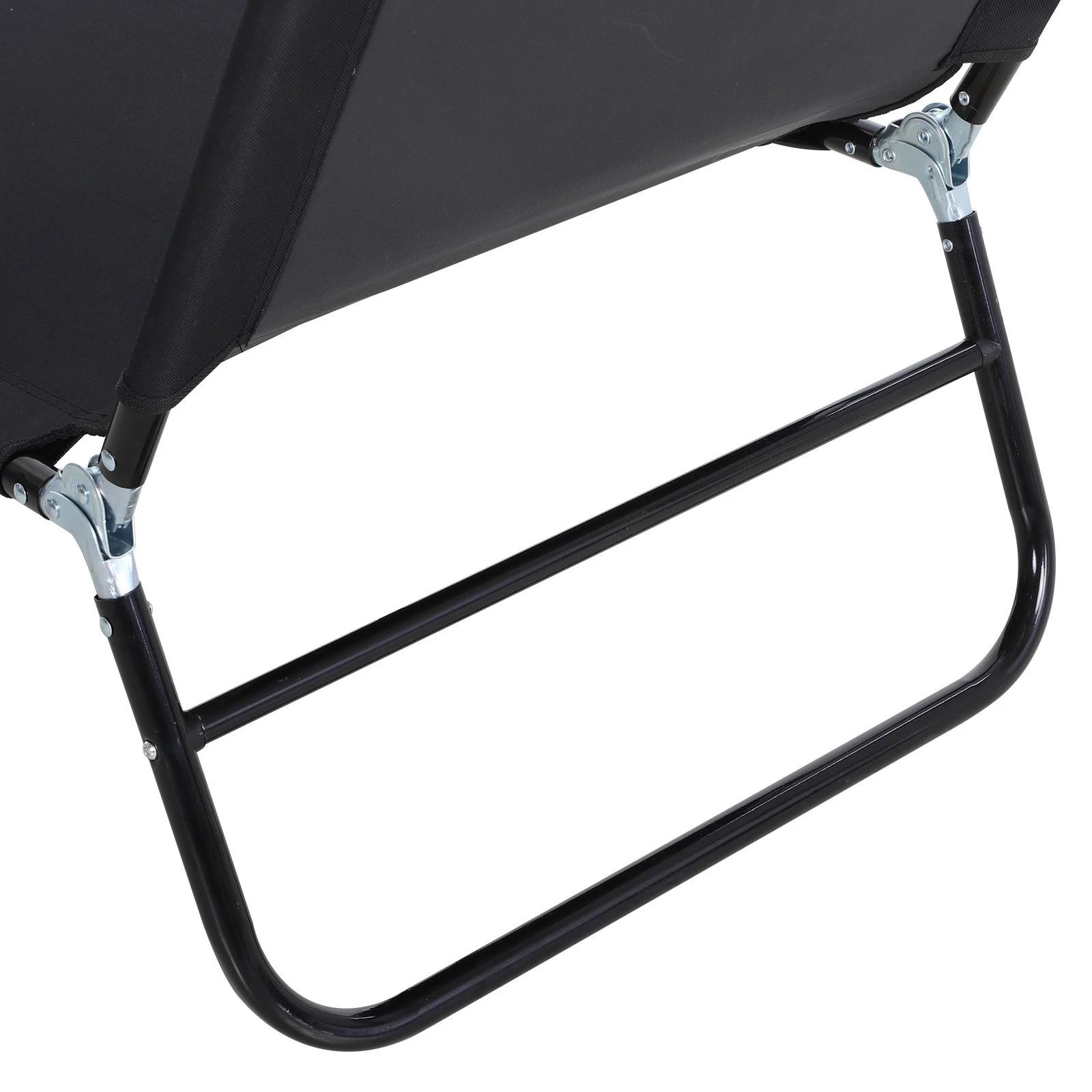 Espreguiçadeira dobrável reclinável com ângulo ajustável de 3 posições para exterior carga 120 kg 190x56x28 cm preto