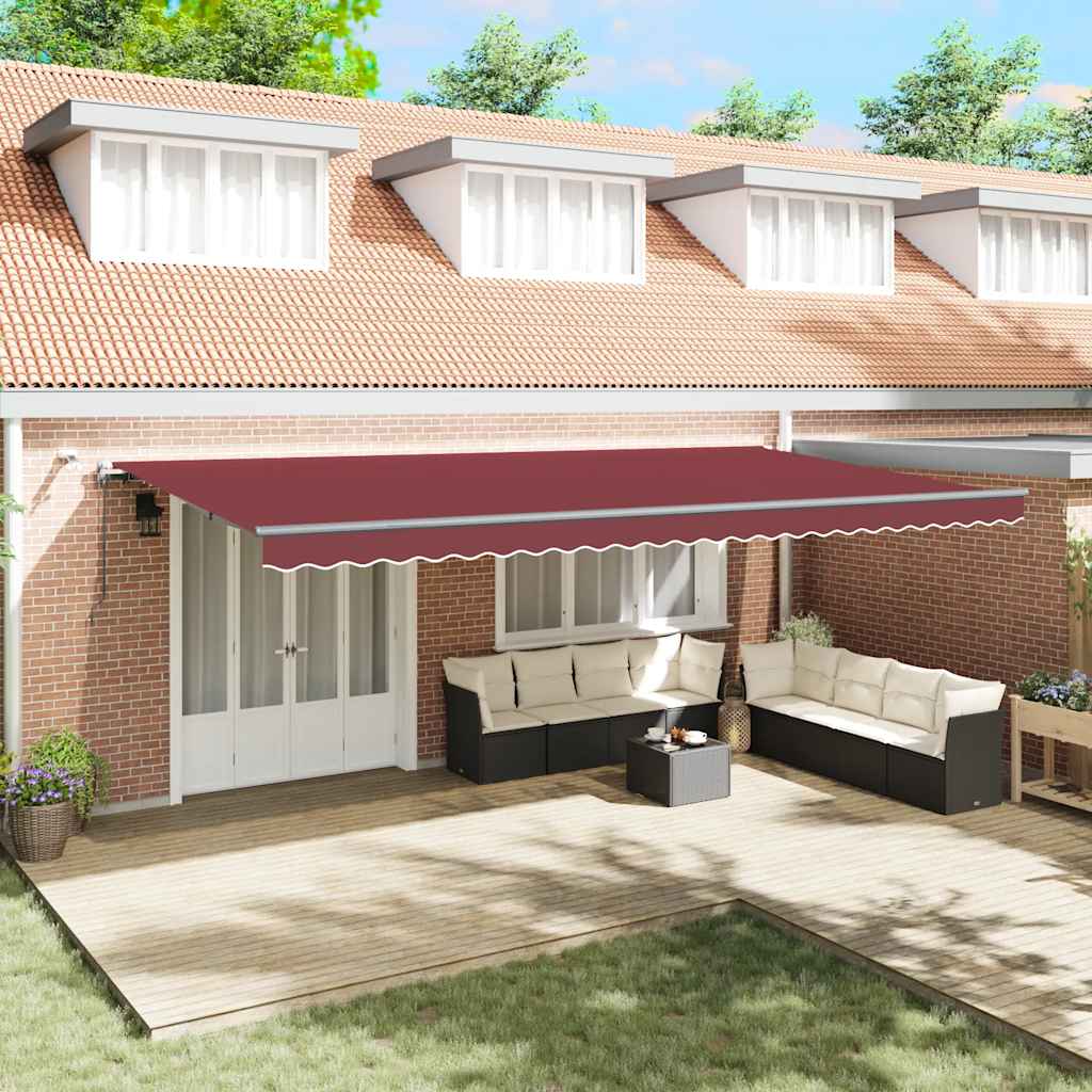 Toldo retrátil automático com luzes LED 600x300 cm bordô