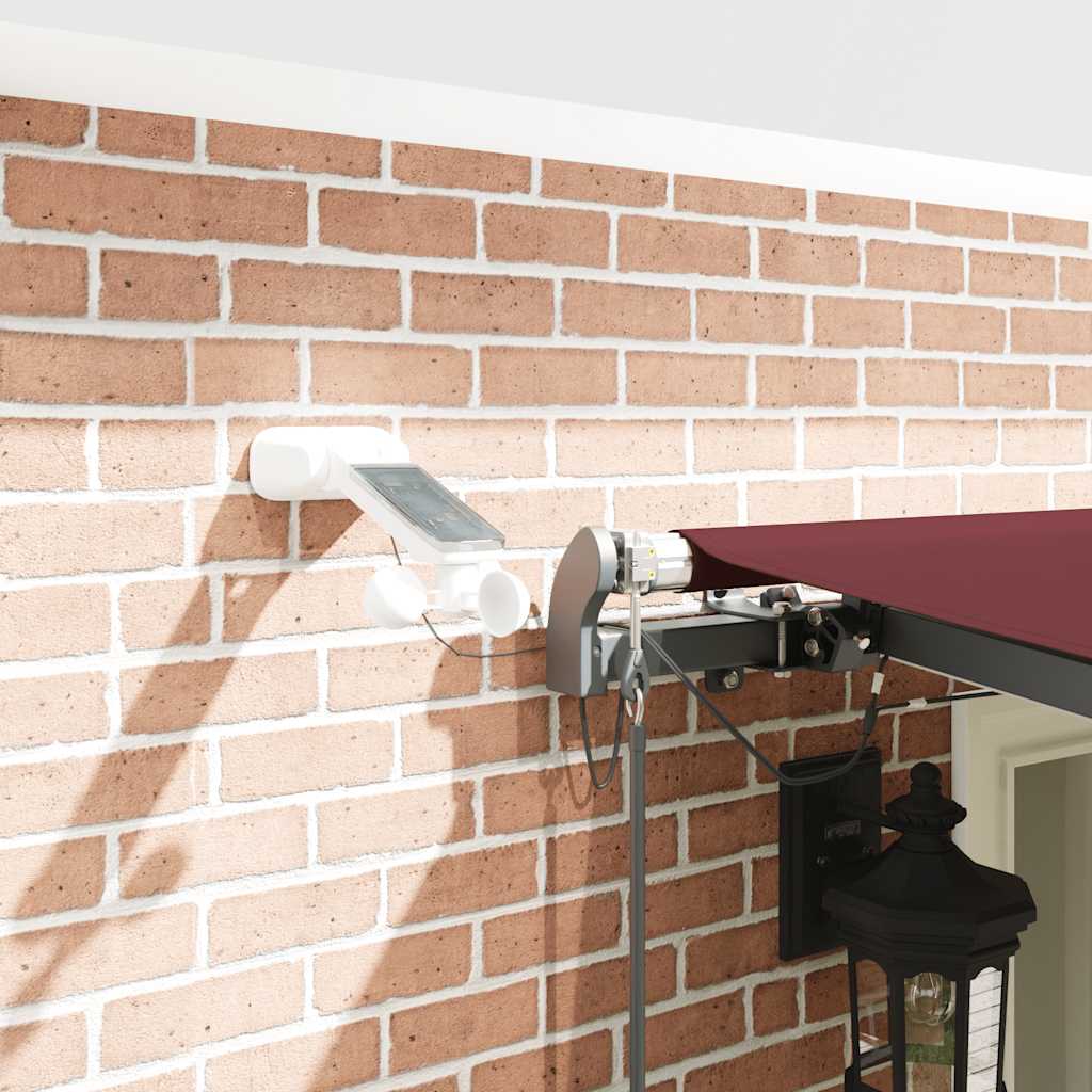 Toldo retrátil automático com luzes LED 600x300 cm bordô