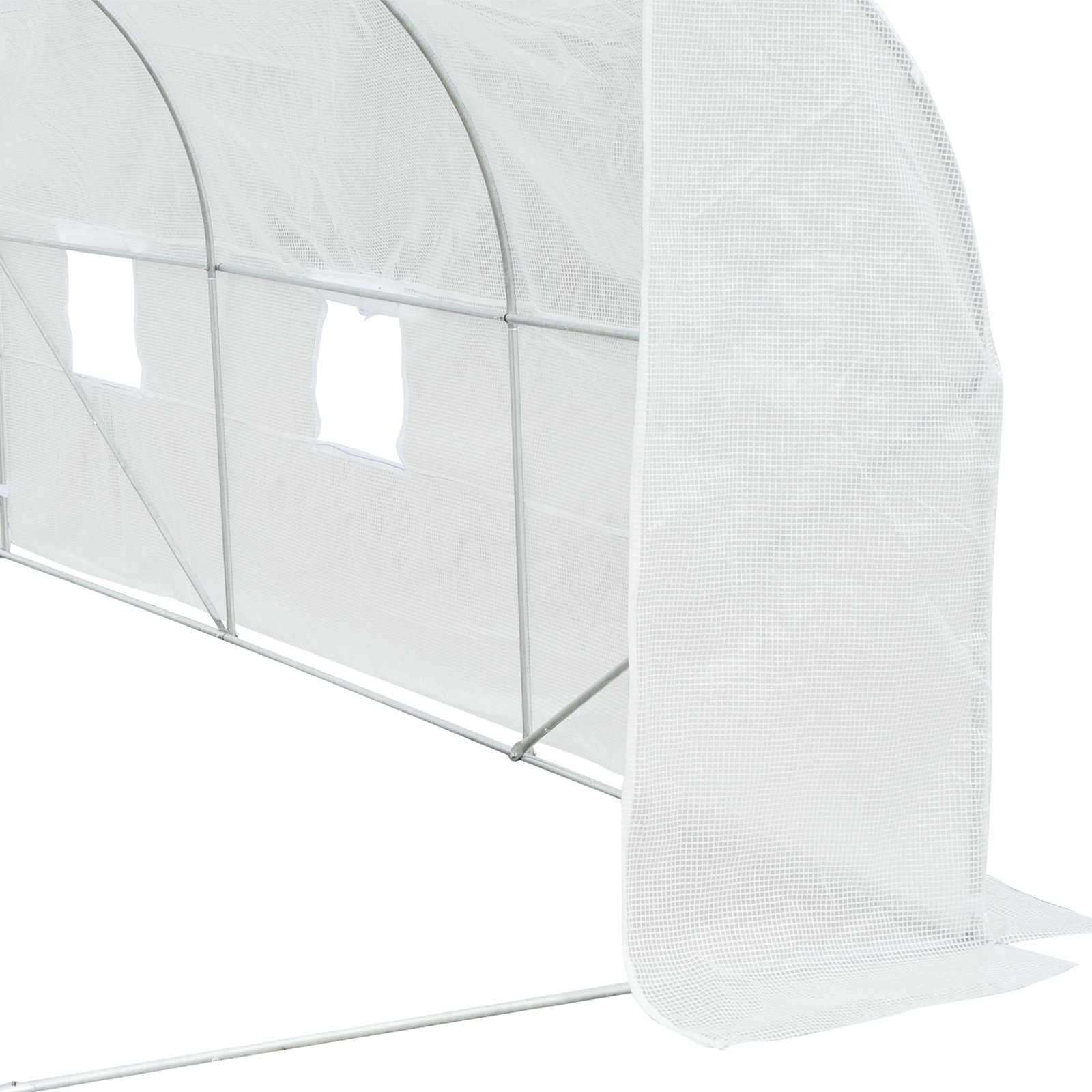 Estufa tipo túnel 350x300x200 cm com porta enrolável 6 janelas estufa para cultivo de plantas verduras branco