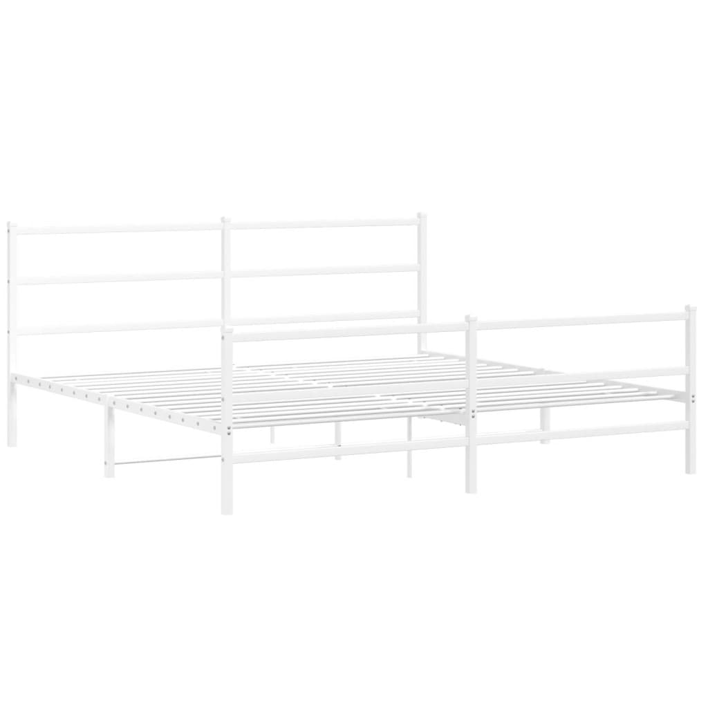 Estrutura de cama com cabeceira e pés 183x213 cm metal branco