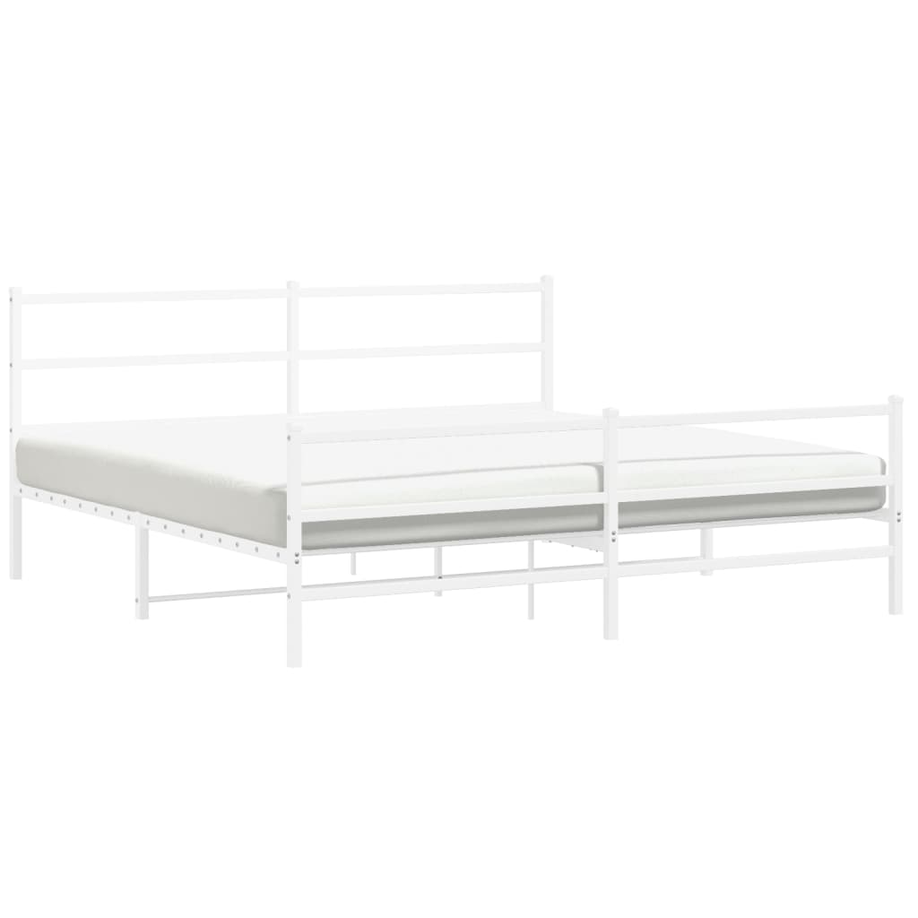 Estrutura de cama com cabeceira e pés 183x213 cm metal branco