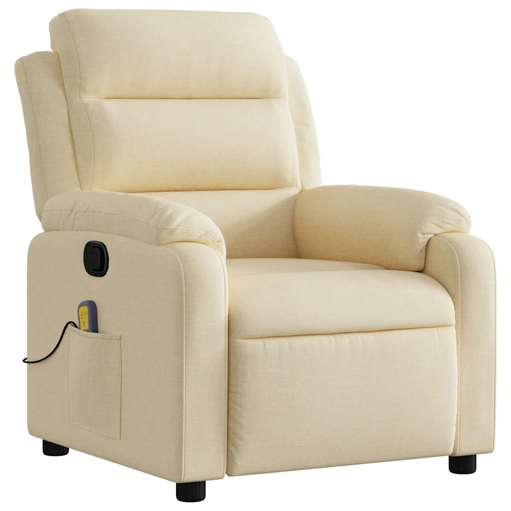 Poltrona de massagem reclinável em tecido creme