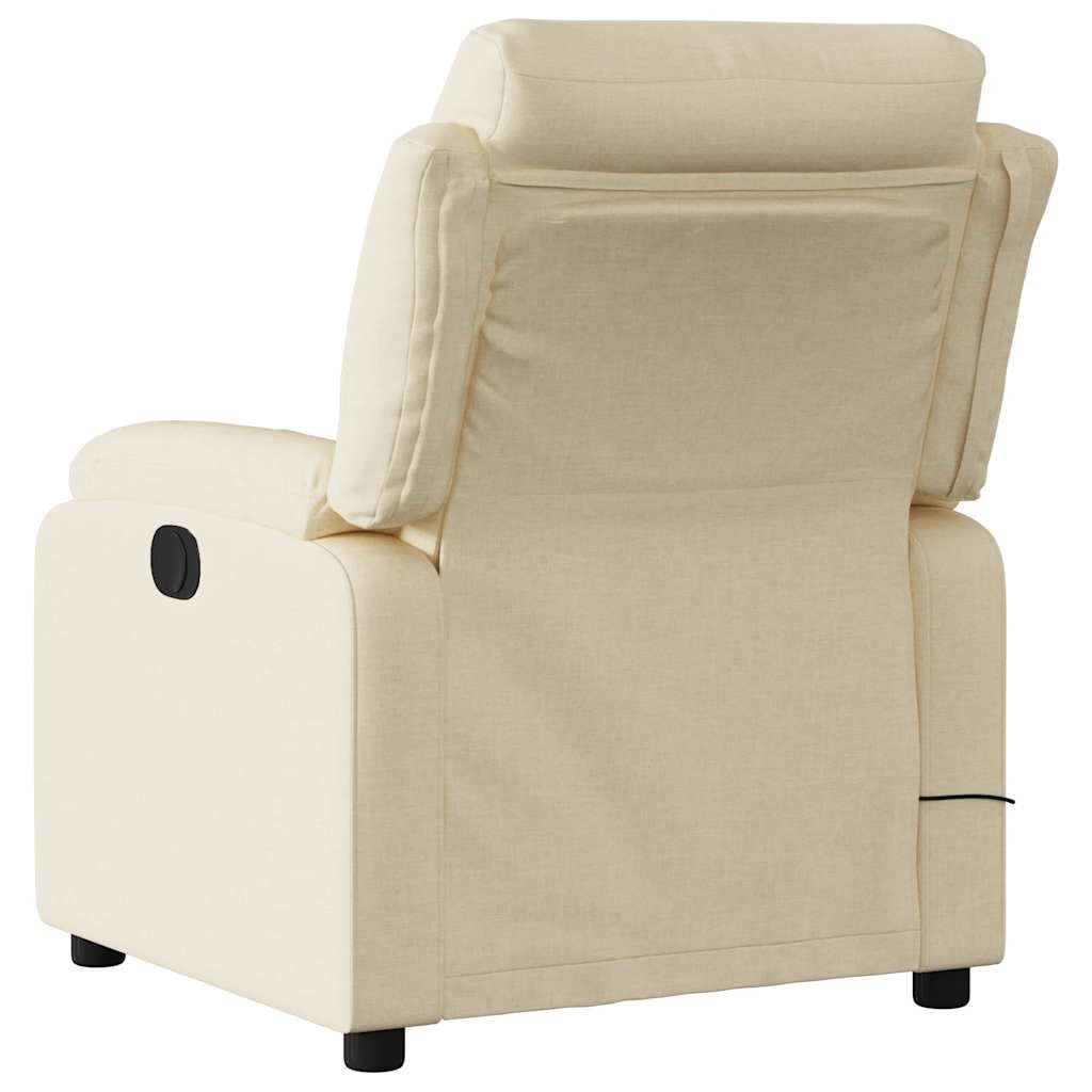 Poltrona de massagem reclinável em tecido creme