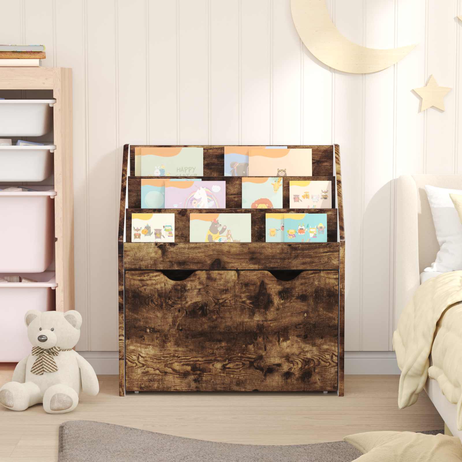 Estante infantil com gaveta carvalho defumado 60 x 29,5 x 69 cm