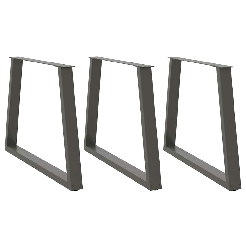 Pés para mesa de jantar em v, 3 peças, antracite, 90x (72-73,3) cm, aço