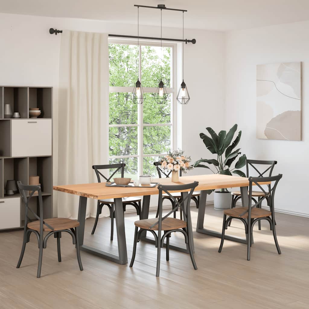 Pés para mesa de jantar em v, 3 peças, antracite, 90x (72-73,3) cm, aço