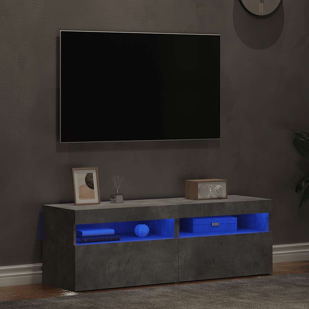 Móveis de TV com luzes LED 2 pcs 60x35x40 cm cinzento cimento