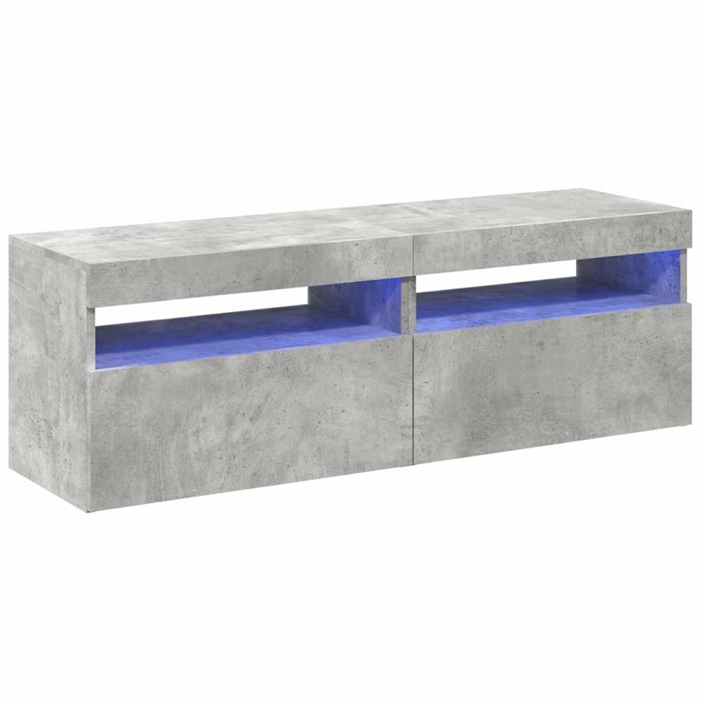 Móveis de TV com luzes LED 2 pcs 60x35x40 cm cinzento cimento