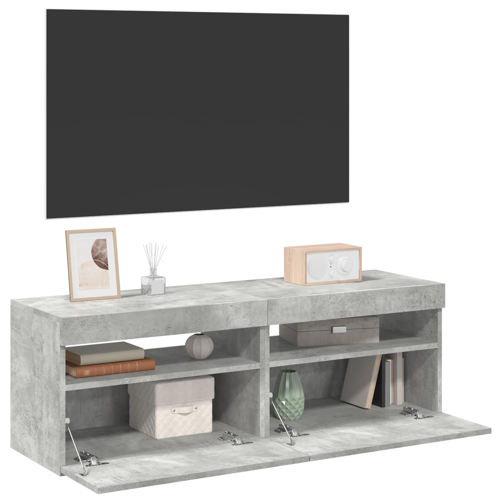 Móveis de TV com luzes LED 2 pcs 60x35x40 cm cinzento cimento